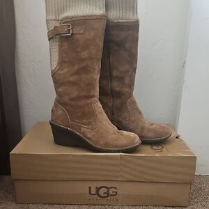UGG Women's Brown Suede Wedge Boots